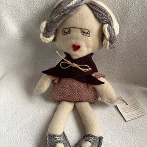 Chicoracao 100% Wool Elderly Old Lady Rag Doll Gray Hair Woven Stuffed Plush X4